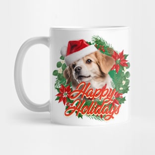 Charimg dog with happy holidays Mug